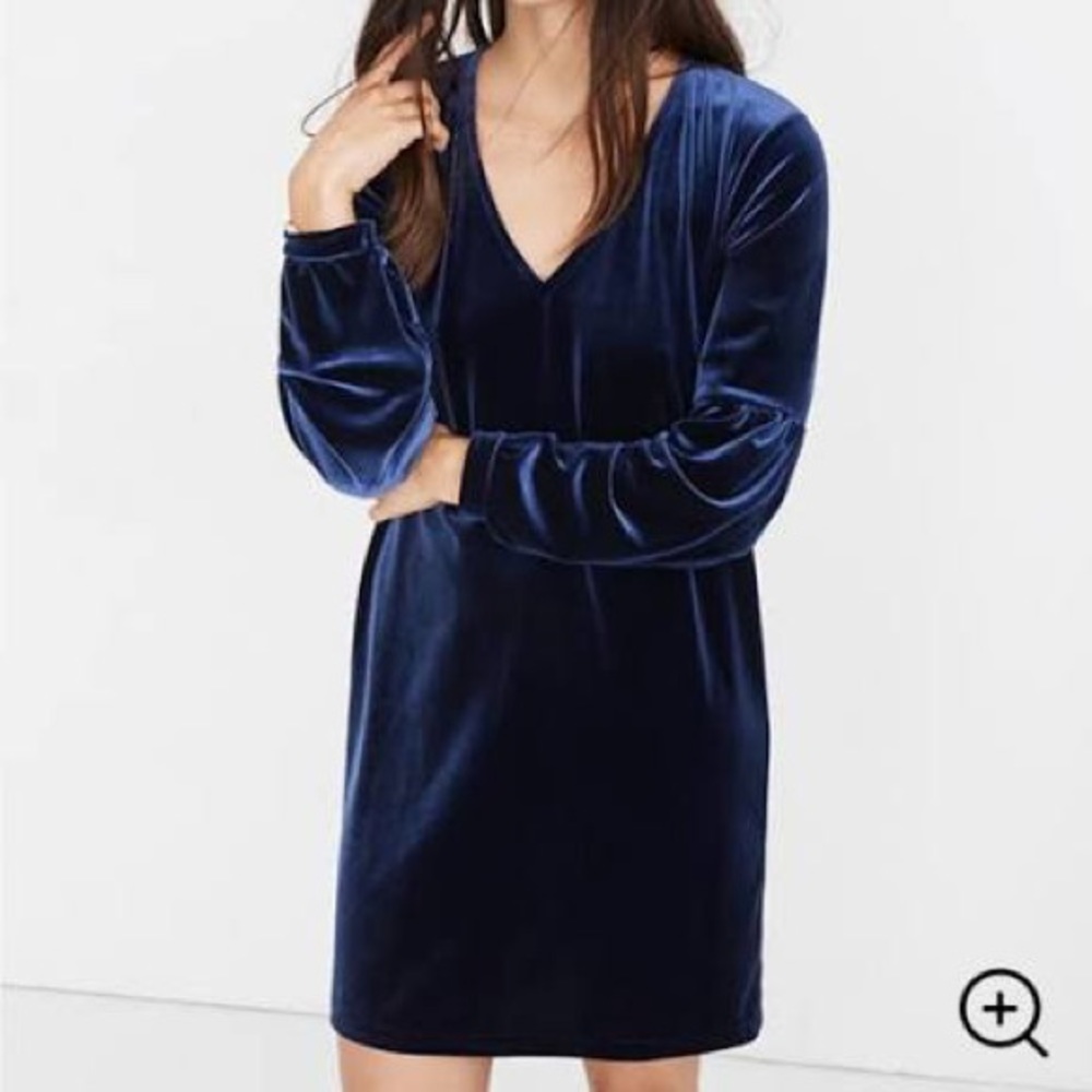 NWT BLUE MADEWELL VELVET DRESS SZ XL